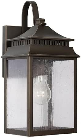 Capital Lighting 936911OZ Sutter Creek Antiqued Water Glass Outdoor Wall Sconce, 15" H x 7" W, 1-Light 100 Watts, Oiled Bronze