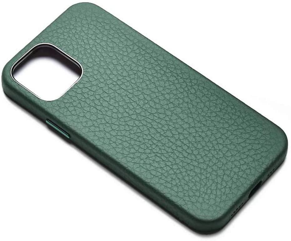 Étui iPhone 12 Mini vert litchi anti-choc avec protection écran 5.4"