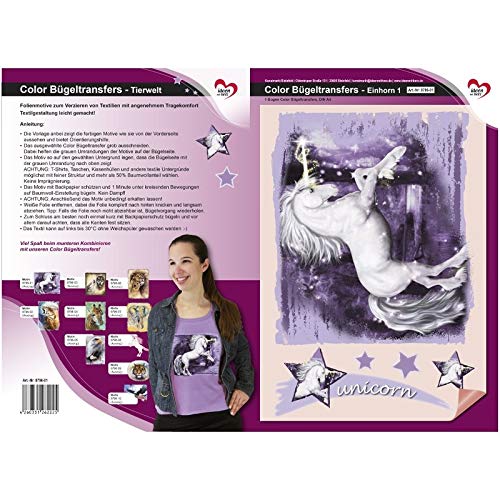 Ideen Mit Herz Bügeltransfer Einhorn Moonlight - DIN A4, Für T-Shirts & Textilien Aus Baumwolle