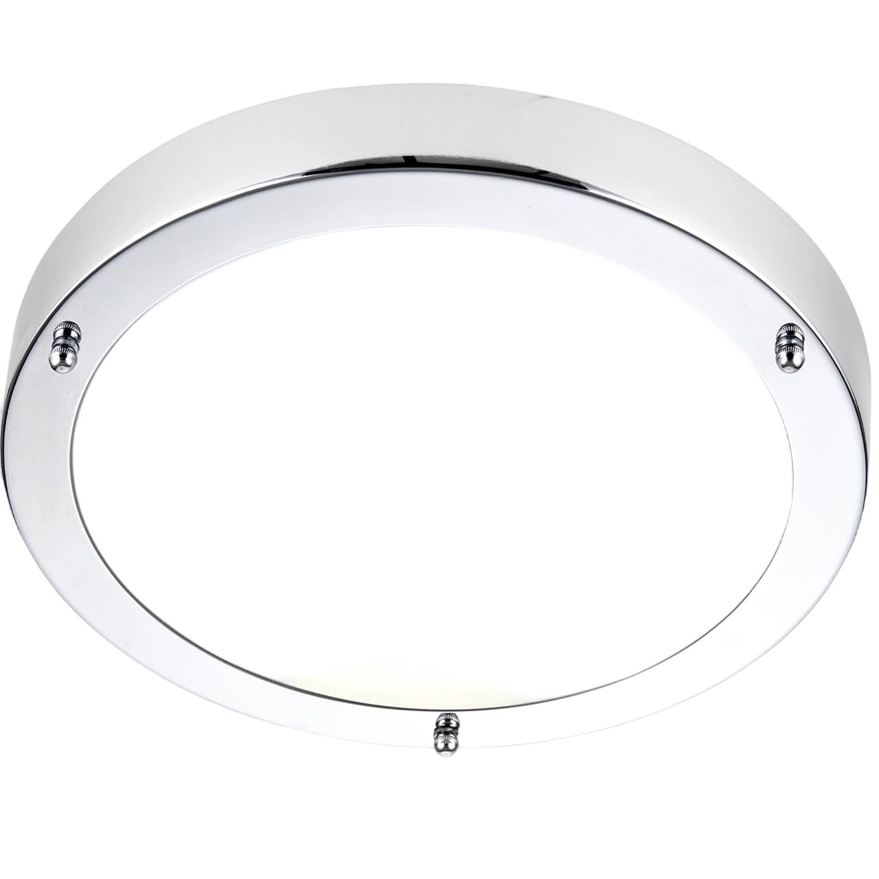 National Lighting Bathroom Ceiling Light - Dimmable LED Flush Bath Light with Frosted Shade – Round IP44 Moister Proof Bulkhead – Ceiling Light for Kitchen Porch Toilet Utility Room – LED E27 Chrome