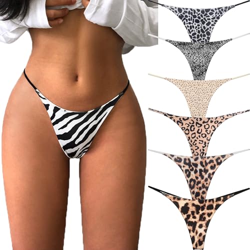 Image of VISSAY Cotton Thongs for Women Pack,Low Rise Ladies Underwear,Sexy Stretch Breathable Comfortable Thong Panties 6 Pack