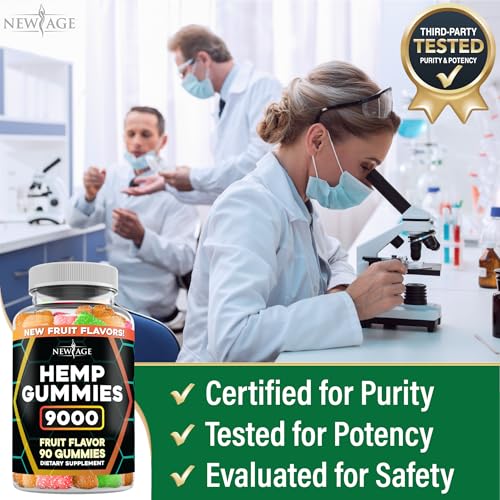 NEW AGE Naturals Fruit Advanced Hemp Gummies - Natural Hemp Oil Infused Gummies (9000 Fruit (Pack of 4))