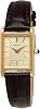 Seiko SWR110P1 Women's Quartz Watch, Sapphire Glass, Gold Dial, Brown Leather Band, Overseas Model