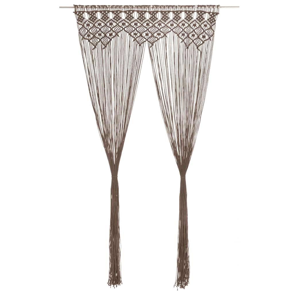 SYDE Rideau Macramé Coton Gris Taupe 140 x 240 cm