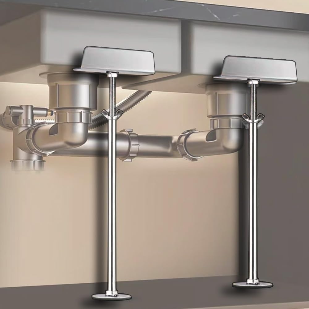 Support de lavabo encastré réglable idéal pour sécuriser la vasque de la salle de bain familiale
