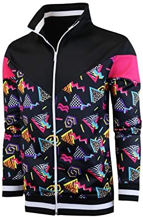 SCREENSHOT Mens Urban Hip Hop Premium Track Jacket - Slim Fit Side Taping Sportswear Urbanwear Streetwear Fashion Top, F11904-black/Pop, X-Large