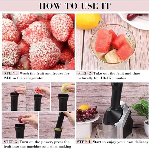 Máquina de helado, máquina de helado para servir frutas y postres, máquina de postres congelados, máquina de helados caseros para hacer sorbete saludable y suave, sorbete, helado de frutas, yogur