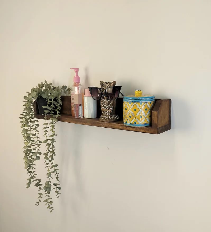 Handcrafted Wooden Wall Shelf 24 Inch – Solid Wood Rustic Floating Organizer (4x4 Inch) Minimal Storage Rack for Modern Home Décor-image-26
