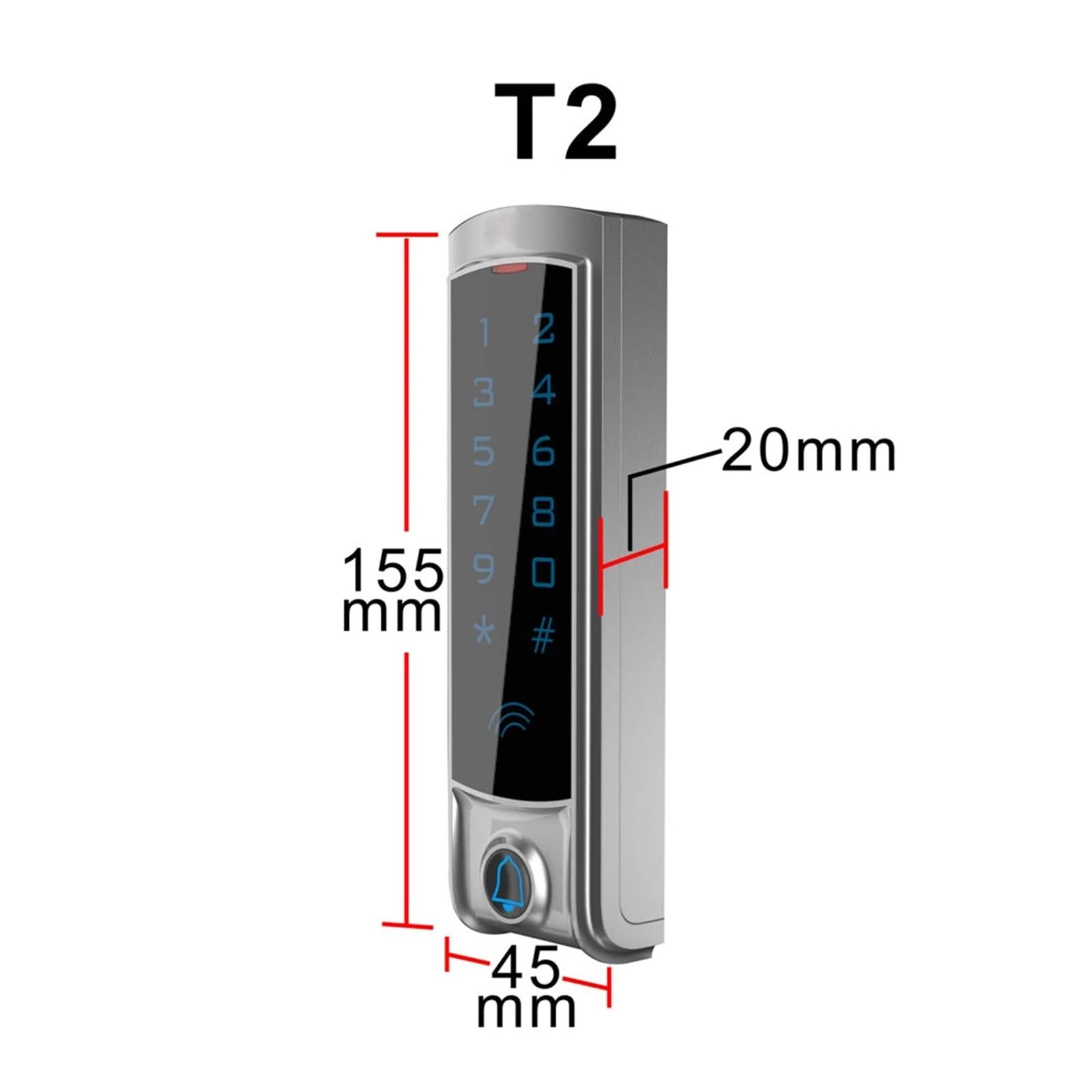 Système de contrôle d'accès par Clavier Tactile RFID LCD, Serrure Porte étanche en métal, accès extérieur, Sécurité améliorée(ID)