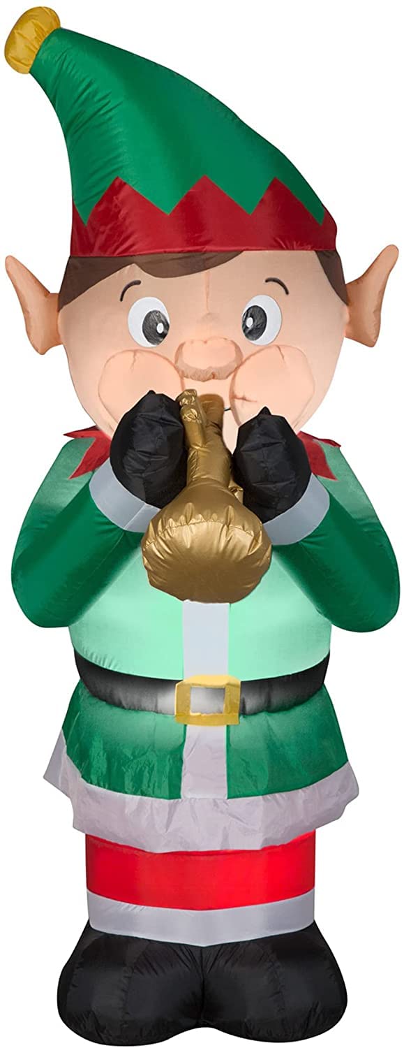 Amazon.com: Gemmy Holiday Inflatables Airblown Elf With Trumpet