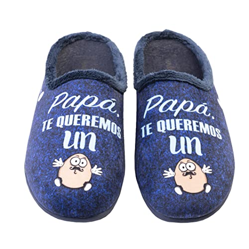 Zapatillas de Casa Hombre | Papá te Queremos un Huevo | Pantuflas Suaves, Cómodas para Papá Día del Padre | Zapatillas con Mensaje Bonito, Divertido | Suela Antideslizante | Talla 43