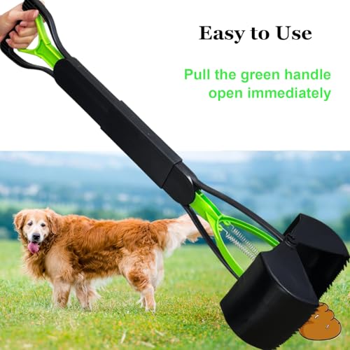 Image of ienjoyed Pooper Scooper, Large Pooper Scooper for Dogs Heavy Duty, Dog Pooper Scooper with Long Handle & High Strength Durable Spring, Foldable Dog Poop Pick Up (32-inch) (32-inch(Green))