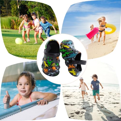 Image of Kids Clogs Boys Girls Toddler Dinosaur Slip on Slide Garden Shoes Cartoon Beach Pool Kids Clog Sandals Slippers Water Clogs