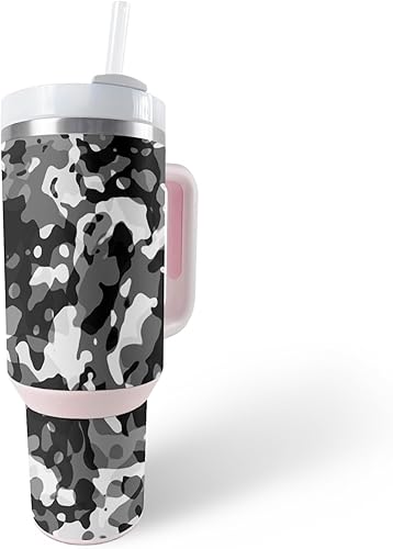 MightySkins Skin - Vaso compatible con Stanley The Quencher H2.0 FlowState de 40 onzas, camuflaje negro moderno, funda protectora, duradera y única