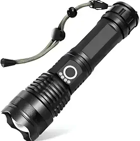 Lanterna de LED, Recarregável USB, Luz Potente Tripla, Botão 4 Modos de Iluminação, Ajustável Para Corridas Ciclismo, Acampamento, Trilha, Mecânica Pesca, Trabalhos Noturnos - Leve e Não Cai