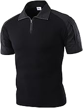 PADOLA Tactique Tee Shirt Homme 1/4 Zip Combat T Shirt Camouflage Militaire Tshirt Été Cargo T-Shirts à Manches Courtes Multi-Poches Chemise de Travail Tenue Militaire Chasse Chasse
