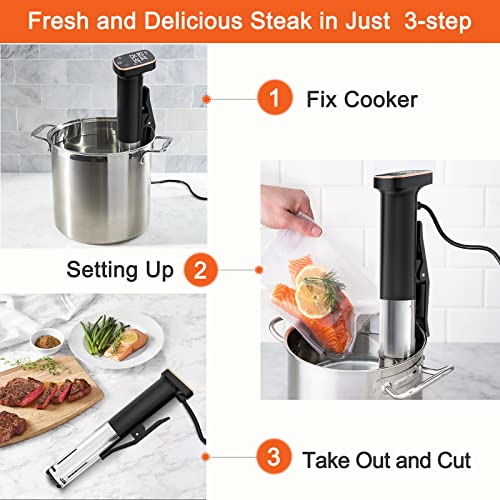Ooiior Sous Vide Machine, Sous Vide Cooker 1100W, Fast-Heating Immersion Circulator With Accurate Temperature And Time Control, Low Noise, Ipx7 Waterproof #TOP4