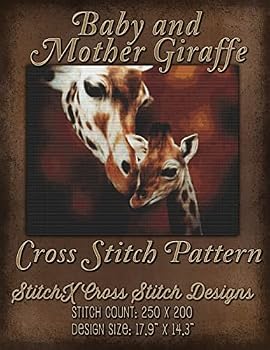 Paperback Baby and Mother Giraffe Cross Stitch Pattern Book