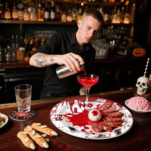 24Pcs Halloween Paper Plate Set,7Inch Halloween Horror Bloody Disposable Plates Zombie Bloody Scary Hand Help Prints Party Tableware for Scream Table Horror Party Plates Decoration Accessories - Image 4