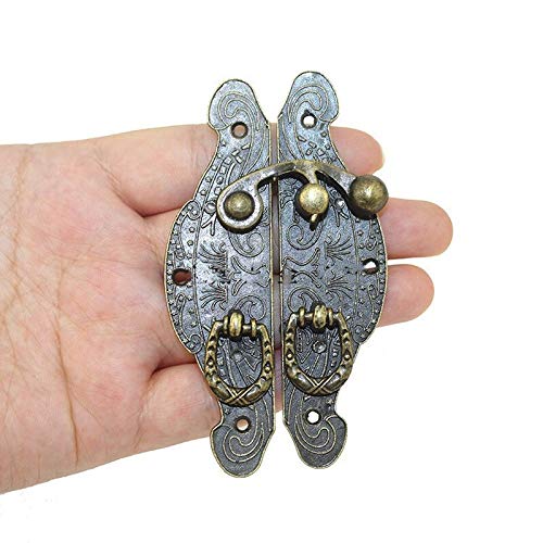 Image of 5pcs Antique Bronze Hasps Latch Lock Alloy Box Handles Jewelry Wooden Box Buckle Clasp Hook Padlock Small Shackle Hardware (Color : A)