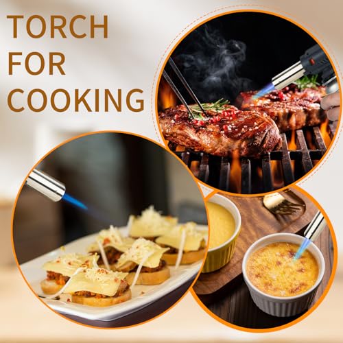 Jdhon Blow Torch, Professional Kitchen Butane Torch, Chef Cooking Torch Adjustable Flame, For Creme Brulee, Bbq, Baking, Camping(Butane Gas Not Included) - 7