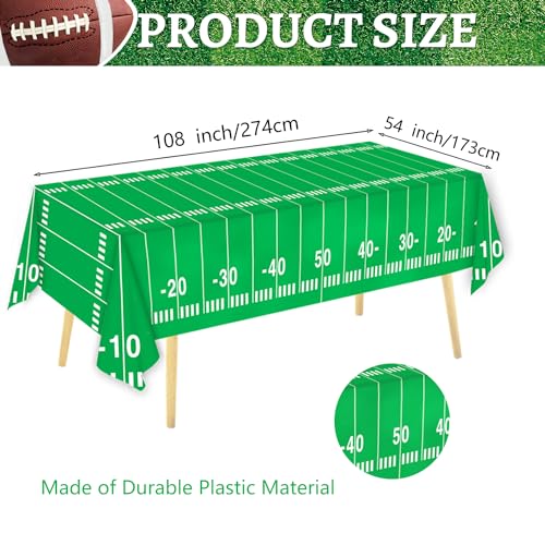 Oigco Football Party Decorations Tablecloth Disposable Plastic Touchdown Table Cover Perfect for Football Birthday Party Decorations and Gameday Tailgate Decorations 54 X 108Inch, 2 Pack - Image 5
