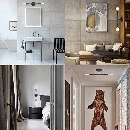 Phansthy 2 Light Vanity Light Matte Black Double Sconce Light For Hallway Kitchen Bathroom (Matte Black) #TOP4