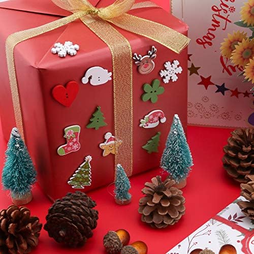 SAVITA 100Pcs Christmas Wooden Buttons, Xmas Sewing Buttons Flatback Buttons with 2 Holes for DIY Art Crafts Project, Christmas Decoration, Mixed Sizes and Styles