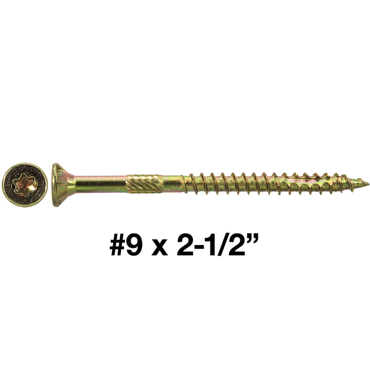 Jake Sales #9 x 2-1/2" Gold Star Wood Screw Torx/Star Drive Flat Head (1 Pound - 94 Approx. Screw Count) - Multipurpose Torx/Star Drive Wood Screws