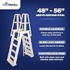 Vinyl Works SLA A-Frame 48 to 56 Inch Adjustable Above Ground Swimming Pool Ladder Entry System with Slide Lock Barrier and Handrails, White
