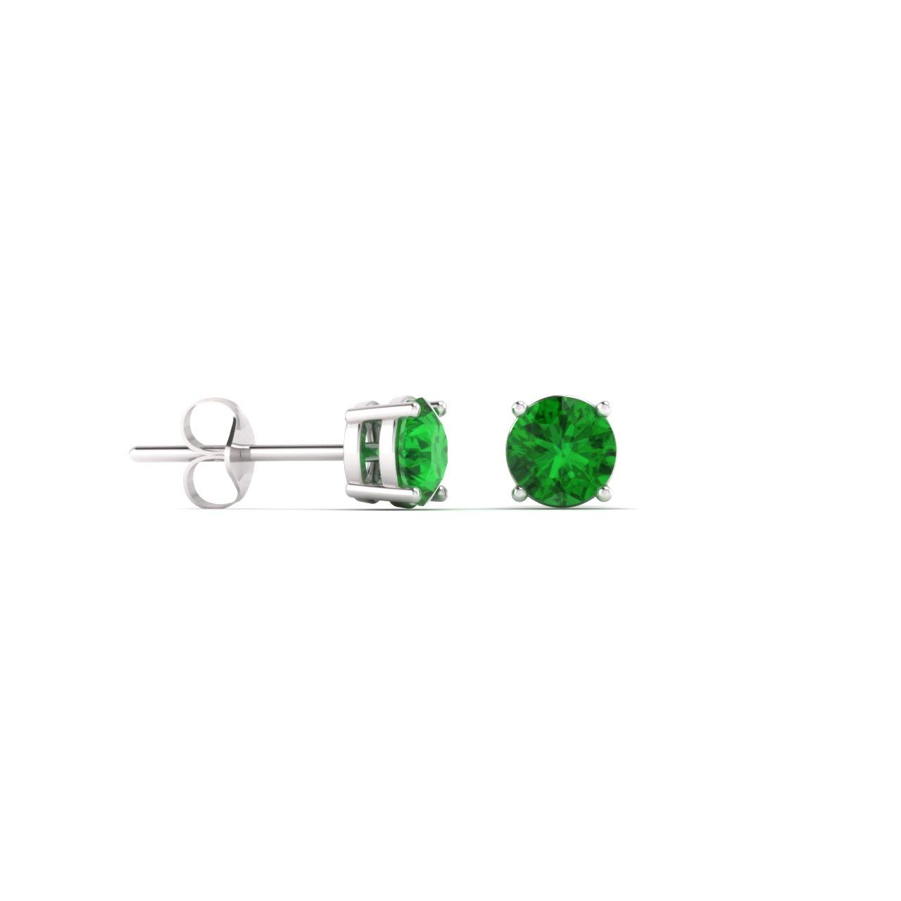 Diamondere Natural and Certified Gemstone Solitaire Petite Stud Earrings in 10K White Gold 0 22 Carat Earrings for