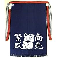 プリント入り　大変丈夫な帆前掛け　商売人必須 招き猫プリント柄 プリント入り 大変丈夫な帆前掛け 商売人必須 招き猫プリント柄