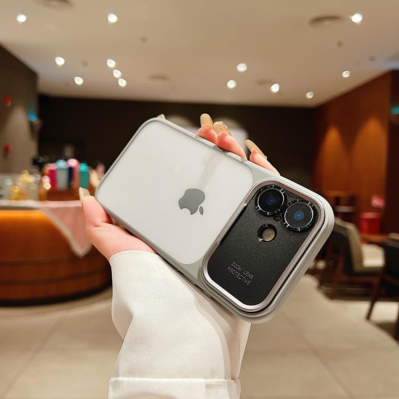 Image of LuxuryKase Shockproof Clear Case for iPhone 16 | Camera Lens Protection | Slim Transparent Soft TPU Bumper | Anti-Yellow | Flexible Scratch Resistant Protective Cover - Grey