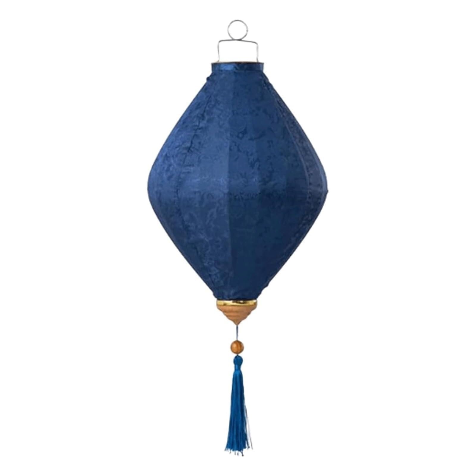 Asian lantern, Vietnamese Oval Silk Lantern Chinese Japanese Decorative Jacquard Hanging with Tassel for Wedding Party Decoration(Blue,12 Inch)