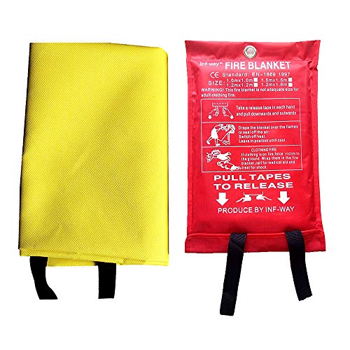 Inf-way Silicone Fire Blanket, Fiberglass Fire Flame Emergency Surival Fire Shelter Safety Cover with Silica Gel Coated (S(39.3