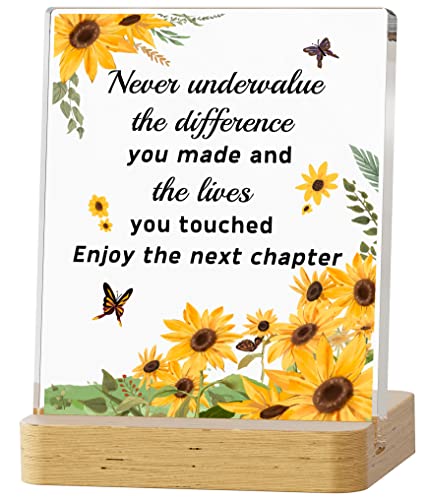 Parxara Coworker Gifts Retirement Gifts for Women 2025 Leaving Gift New Job Sunflower Going Away Gift for Teacher Nurse Boss Leader Lady Farewell Gifts Birthday Christmas Desk Plaque for Home Office