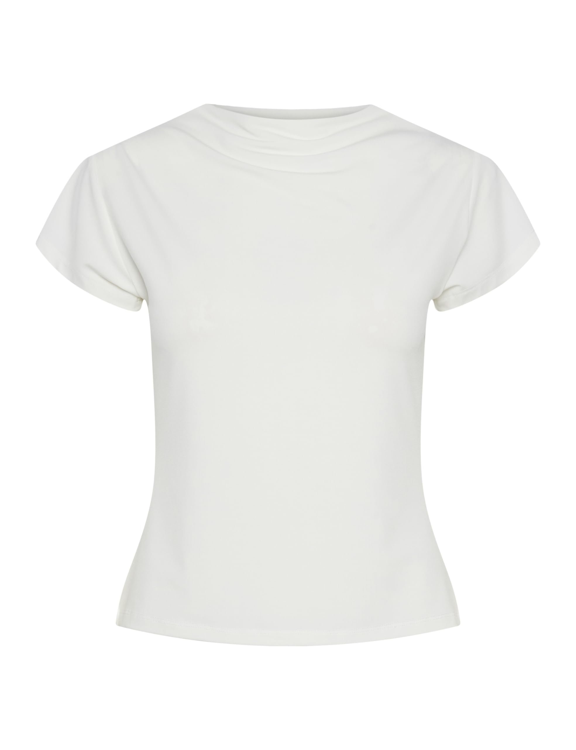 Pieces Pcmadison SS Mock Neck Tee Noos BC, Cloud Dancer, M