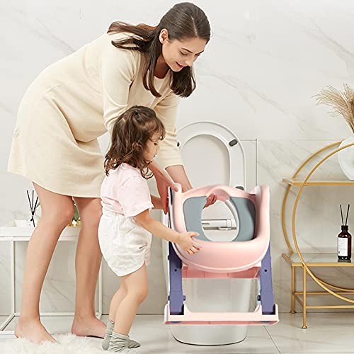 Kindertoiletstoel met trap, ladder, antislip, potje trainingsstoel met zacht PU-kussen, opvouwbare toilettrainer… - Afbeelding 4
