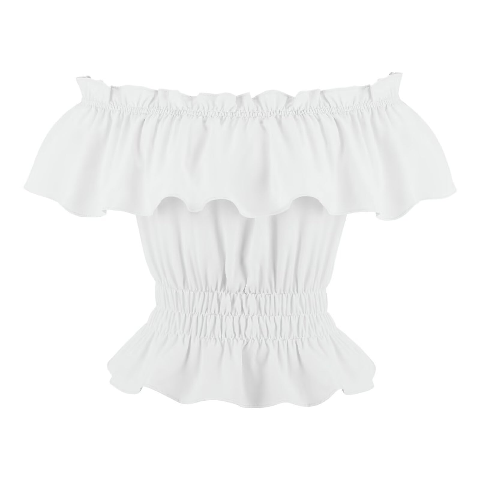 Grebrafan Women Renaissance Shirt Off Shoulder Pirate Peasant Blouse (UK(10-12) L, White)