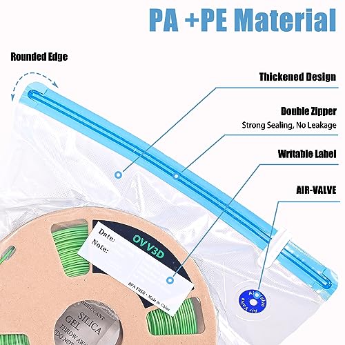 Image of OVV3D Filament Storage Bags Kit 66pcs, 3D Printer Filament Storage 30 Bags Vacuum Sealed Kit with 30pcs Desiccant, Hand Pump, Perfect for 3D Filament Storage or Using After Filament Dryer Box