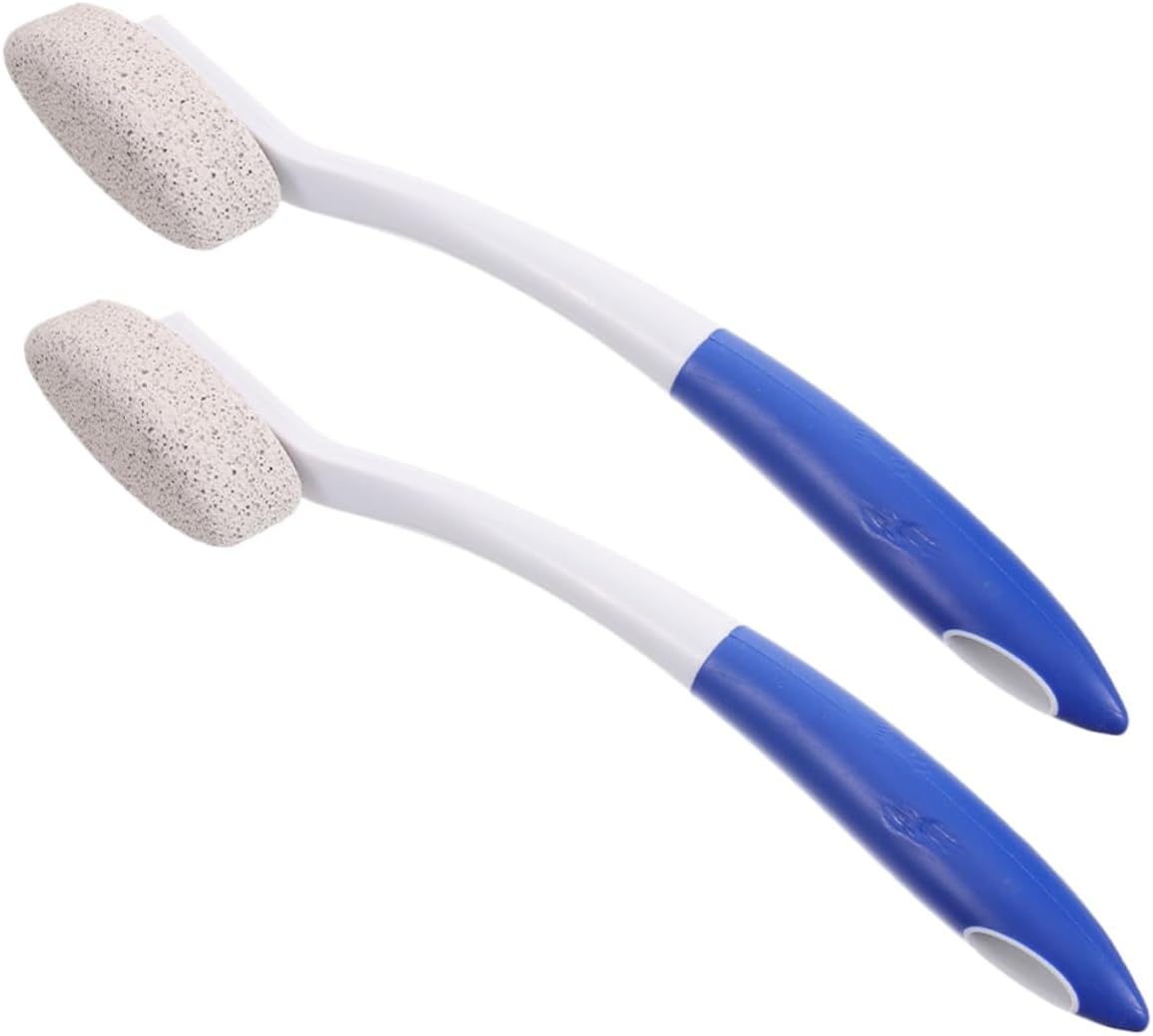 Ipetboom Long Handle Pumice Stone Foot Exfoliator 2pcs Manual Callus Remover Ergonomic Grip for Dead Skin Removal and Pedicure Care