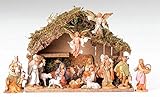 Fontanini by Roman, Italian Stable with 16-Piece Set, 5' Collection, Nativity Figures and Stable, Made in Italy