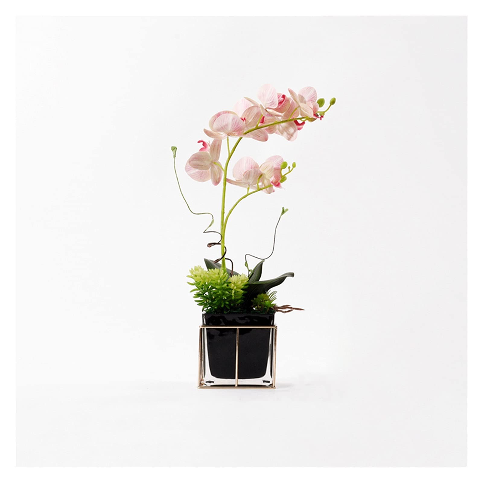 MYUYEE Artificial Flowers 19.29Inch Artificial Bonsai Artificial Phalaenopsis Flowers,Morden Style Flower Arrangements In Ceramic Vase For Wedding Desk Home Flowers Arrangement(A)