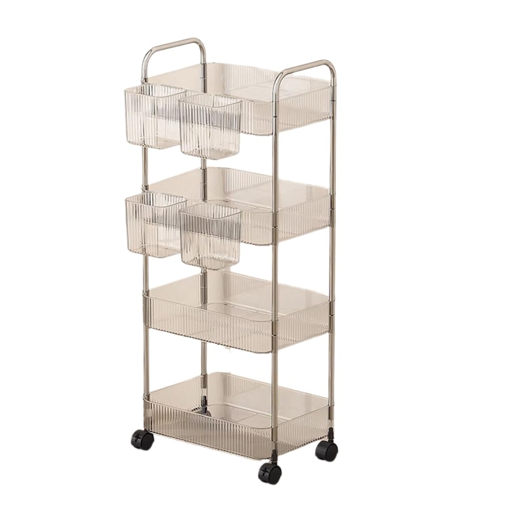 GMBYLBY Modern Rolling Makeup Cart Clear Shelves Space Saving Bathroom Bedroom Organization Product Organizers