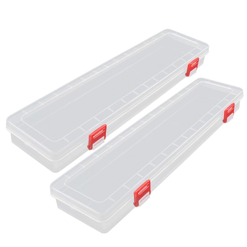 EXCEART 2Pcs 14 Inch Paint Brush Holder Paint Storage Containers Paint Brushes Storage Box Clear Jewelry Box Plastic Storage Organizer with Buckle Design for Watercolor Oil Paint Pencil Drawing Tool
