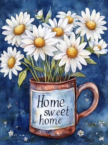 Peinture Diamant Marguerite Vintage 20x30cm Anti-Stress pour Adulte