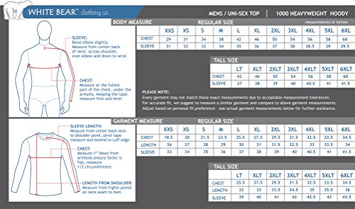 White Bear Clothing Co. Heavyweight Hoody Style 1000, Available in 18 Sizes: XXS-6XL, LT-6XT2