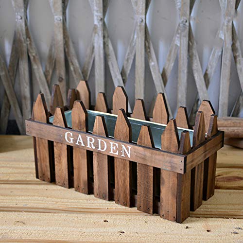 Happyyami Window Planter Wood Fence Flower Box Wooden Picket Fence