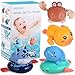 GOLDGE 4pcs Niños Juguete de Baño Animal Juguete, Animales Marinos Coloridos para Bebés Baño Piscina Playa, Juguetes Bañera Juguetes de Baño