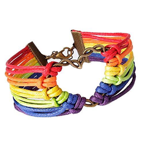 Fulltime(TM) Arc-en-Drapeau de fierté Coeur Charm Bracelet Amour Bracelets tressés
